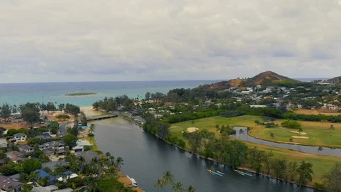 Aerial Pull Back from River in Hawaii Stock Footage 96226566