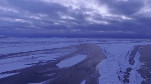 Aerial pull back shot of river Stock Footage 82872458