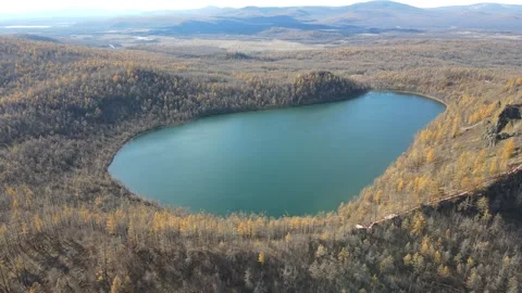 Aerial Pull Back Showing Camel Peak Ridge Heavenly Lake Autumn Video stock 330236140