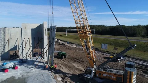 Aerial pull back view of construction Video stock 93312183