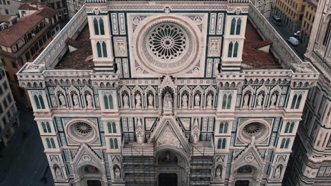 Aerial Pull Back View of Florence Cathedral Duomo Stock Footage 342496692