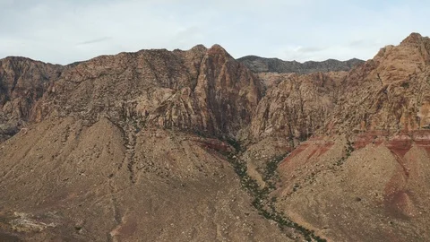 Aerial Pull Back View of Red Rock Canyon Mountains, Black Velvet, Las Vegas Stock Footage 116644400