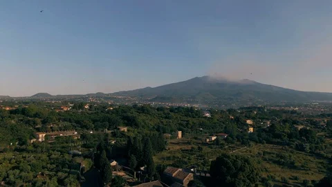 Aerial pull back view revealing the hermitage of Sant'Anna in Sicily Stock Footage 114354624