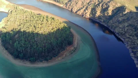 Aerial Pull Out of a beautiful meander. Sun &amp; Shade. 스톡 동영상 152458226
