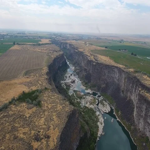 Aerial Pull out of Canyon River Idaho Stock Footage 69295164