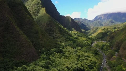 Aerial Pull Out of Iao Valley in Maui. Iao River Valley. Valley of the Kings. Stock-Footage 119473960