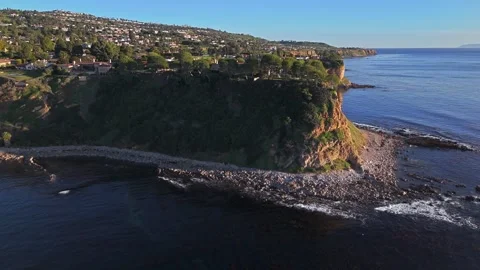 Aerial pull out shot of Palos Verdes coastline Stock Footage 325461315
