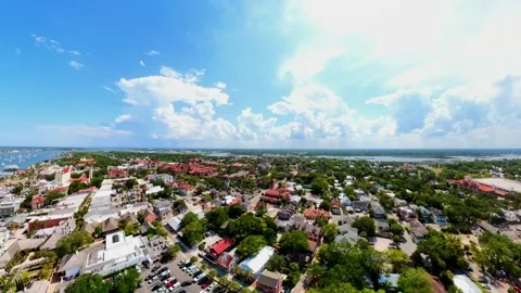 Aerial pull out shot St Augustine Florida 2026 premier top stock video Vídeo Stock 337917096