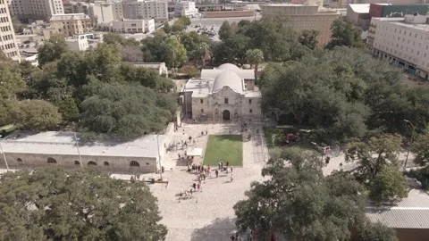 Aerial Pull In Shot of The Alamo Stock Footage 244246340