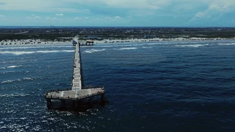 Aerial Pullback From Bob Hall Pier in Corpus Christi, Texas | 4K Stock Footage 341774856
