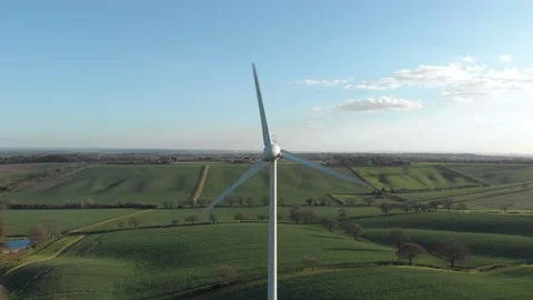 Aerial Pullback Clean Energy Wind Turbine in Countryside Video stock 105215714