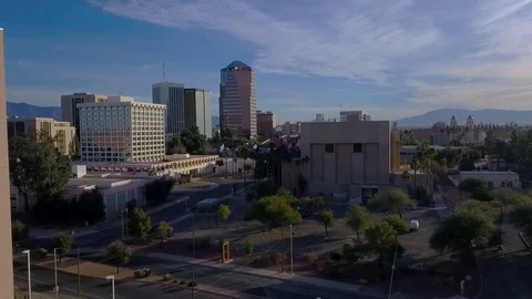 Aerial pullback of downtown Tucson, Arizona Stock Footage 84183191