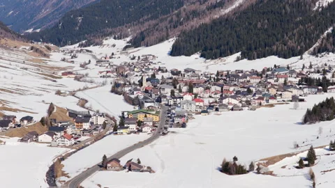 Aerial Pullback Galtür Village in Austrian Alps in Early Spring Video stock 333890443