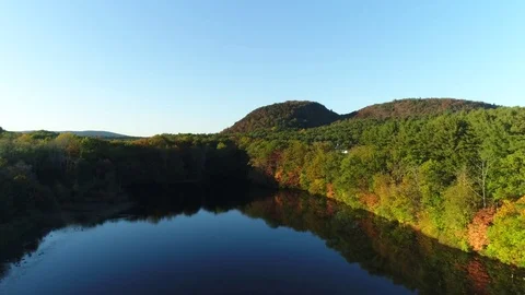 Aerial Pullback of Lake and Mountain Video stock 83145947