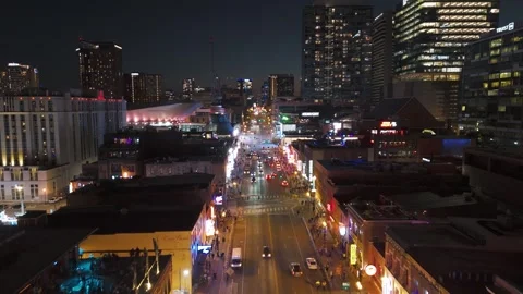 Aerial Pullback-Night lights-Broadway-Nashville Stock Footage 287804988