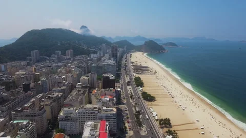 Aerial Pullback Over Rio Beachfront Avenue 스톡 동영상 331192405