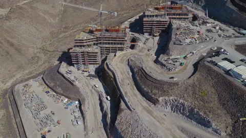Aerial Pullback Shot of Luxury Hillside Homes and Residence Construction Stock-Footage 333709378