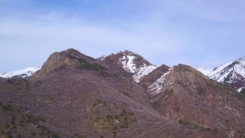 Aerial Pullback Shot Snow Capped Mountains Near Salt Lake City, Utah Stock Footage 75728915