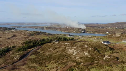 Aerial Pullback of Sky Road, Connemara Stock Footage 302825322