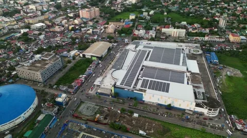Aerial Pullback of SM City Naga Mall in Central Business District, Philippines Stock-Footage 321351241