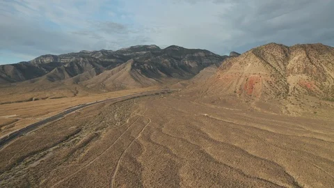 Aerial Pullback View of Red Rock Canyon, Spring Mountains, Las Vegas Stock Footage 116625988