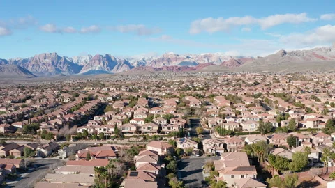 Aerial Pullback View of Summerlin Las Vegas and Red Rock Stock-Footage 333115012
