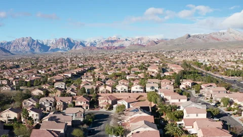 Aerial Pullback View of Summerlin Las Vegas Near Red Rock Canyon Video stock 333116940