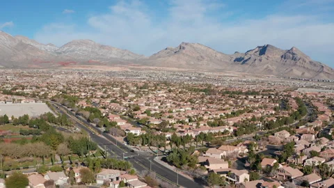 Aerial Pullback View of Summerlin Nevada with Red Rock Canyon Stock-Footage 333118308