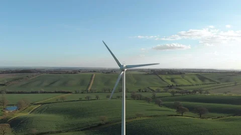 Aerial Pullback View Wind Turbine in Countryside Video stock 105221400