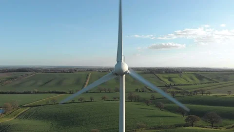 Aerial Pullback Wind Turbine, Renewable Energy in Countryside Video stock 105220611