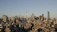 Aerial Pulling Back Manhattan Cityscape Empire State Building New York City Nyc Stock Footage