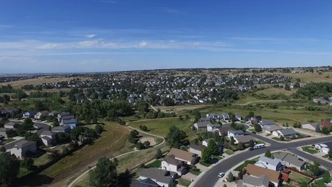 Aerial Pulling Back Over Suburban America Homes Stock-Footage 102140886