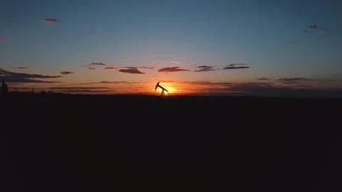 Aerial Pump Jack at Dusk Dolly Out Stock Footage 131284788