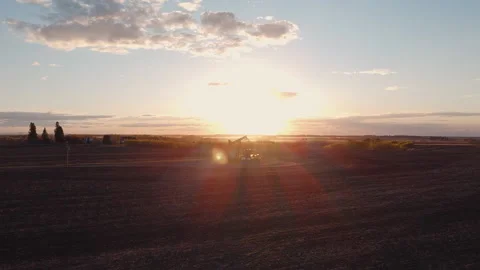 Aerial Pump Jack Fly Over Silhoutte Stock Footage 131285458