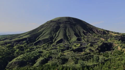 Aerial Push In of Epic Volcanic Cinder Cone Landscape 4K HLG Stock Footage 343997735