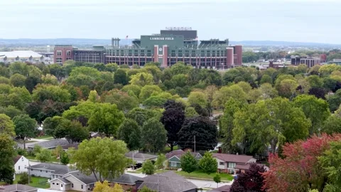 Aerial push in lambeau field Stock Footage 320068487