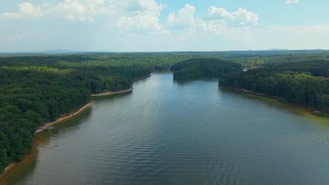 Aerial Push Over Lake Allatoona and Little River in North Georgia Stock Footage 345443844