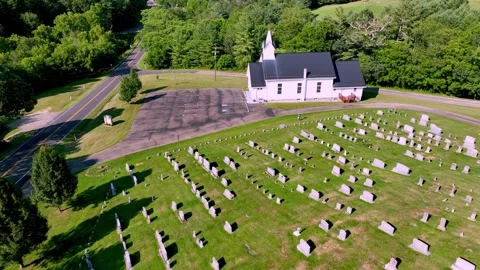 Aerial push in over quant church near fries virginia Stock Footage 248687574