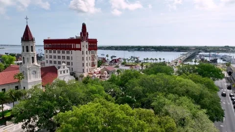 Aerial push in to st augustine florida Stock Footage 275344821