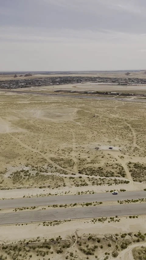 Aerial Push-In Toward Desert Development Land in Al Ahsa, Saudi Arabia Stock Footage 341396729