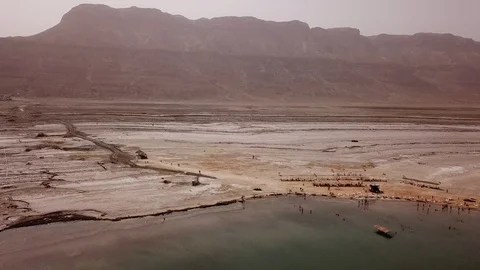 Aerial Push Towards Canyons - Dead Sea Vidéo 95599355