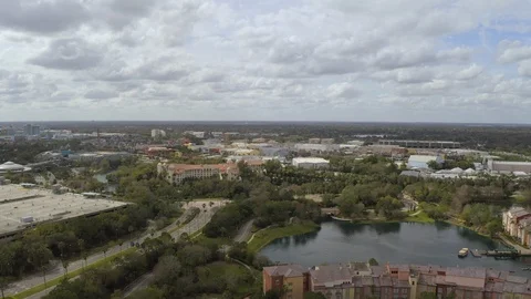 Aerial Push In Towards Universal Studios Florida Stock Footage 127144922