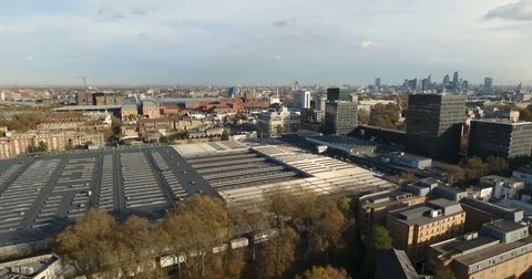 Aerial push in view over Euston station Stock Footage 69807978