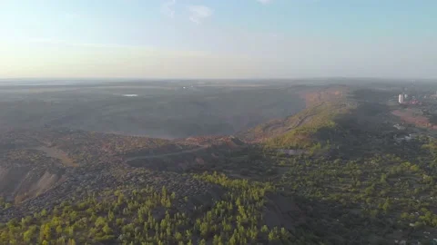 Aerial Quarry Sunset Stock Footage 136885015