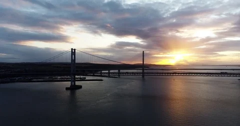 Aerial: Queensferry Crossing Bridge in 4k Stock Footage