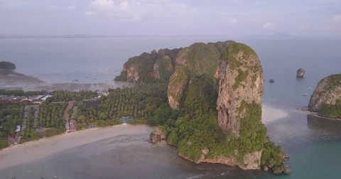 Aerial Railay Beach Ascend Stock Footage 80362656