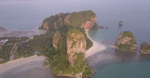 Aerial Railay Cliff Flyover Stock Footage 80397476