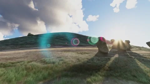 Aerial of Rano Raraku Moai in Easter Island. Chile Stock Footage 314091235