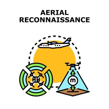Aerial reconnaissance using drone and airplane technology Stock Illustration