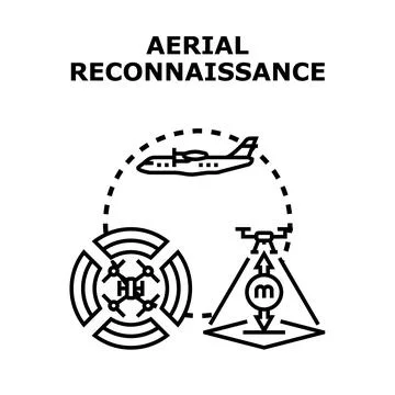Aerial reconnaissance using drone and airplane technology Stock Illustration